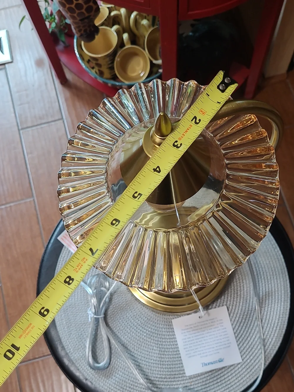 Thomasville Brass Glass Ruffled Shade Table Lamp